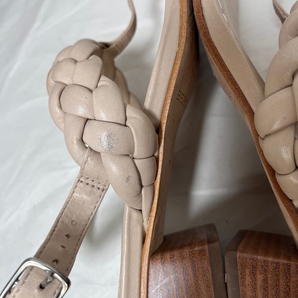 Bernardo EUC Leather Braided Block Heel Square Toe Sandals, Beige Sz 11 - Picture 7 of 10